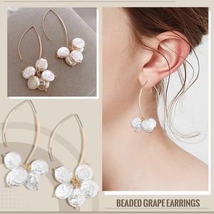 NWT Pearl earrings with Creative U-Shaped Ear Hooks -  2.64” (67 mm) so cute